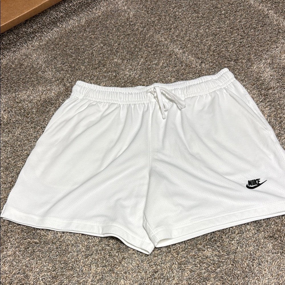 Nike White Athletic Shorts with Elastic Waistband